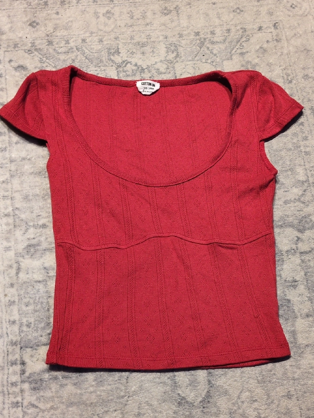 Cotton On Deep Red Scoop Neck Short Sleeve Top